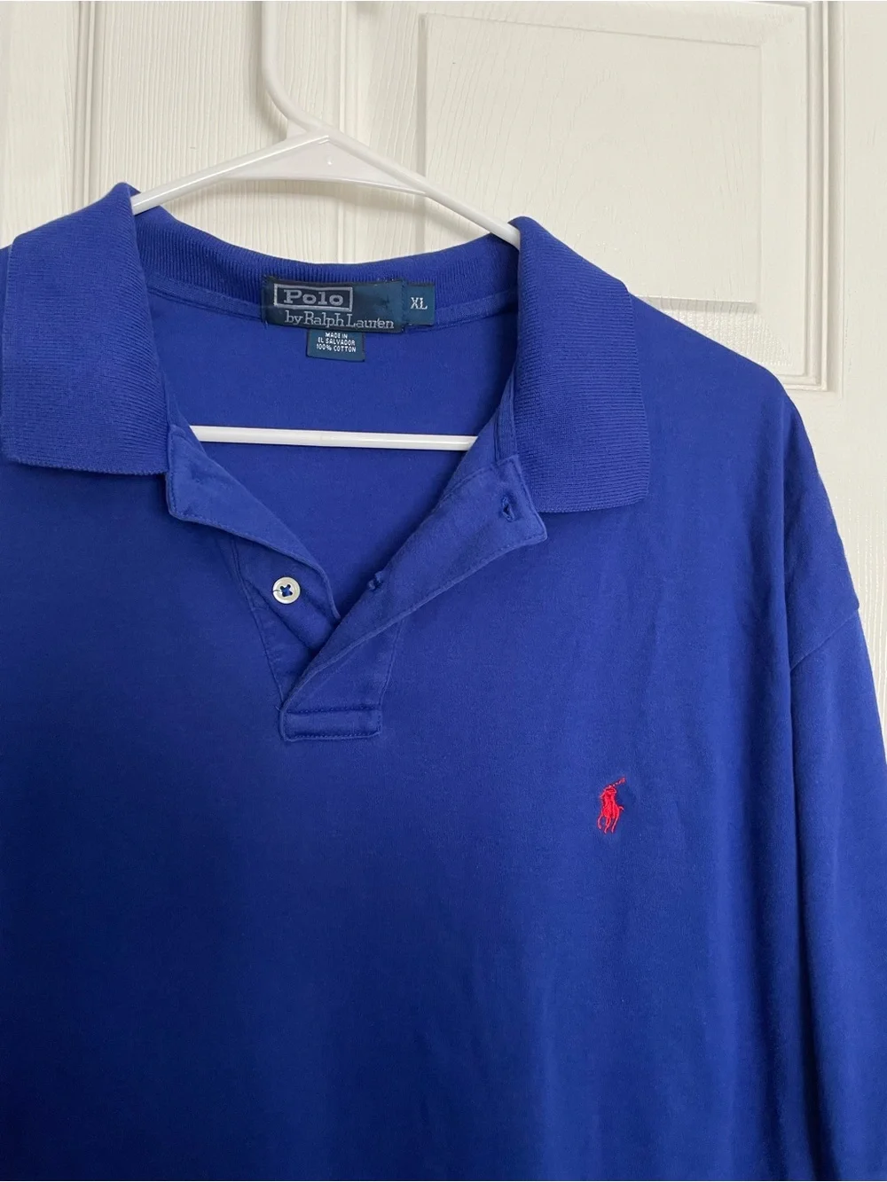 Polo by Ralph Lauren 100% Cotton Mens XL Royal Blue Polo with Red Logo